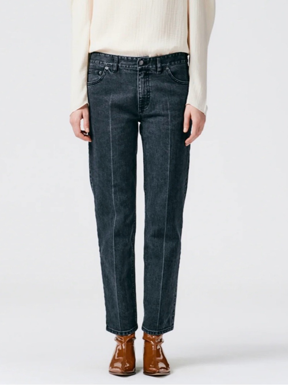 Tibi Grey Stretch Elfie Jean